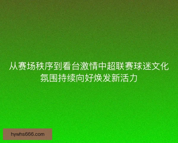 从赛场秩序到看台激情中超联赛球迷文化氛围持续向好焕发新活力 从赛场秩序到看台激情中超联赛球迷文化氛围持续向好焕发新活力