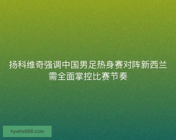 扬科维奇强调中国男足热身赛对阵新西兰需全面掌控比赛节奏